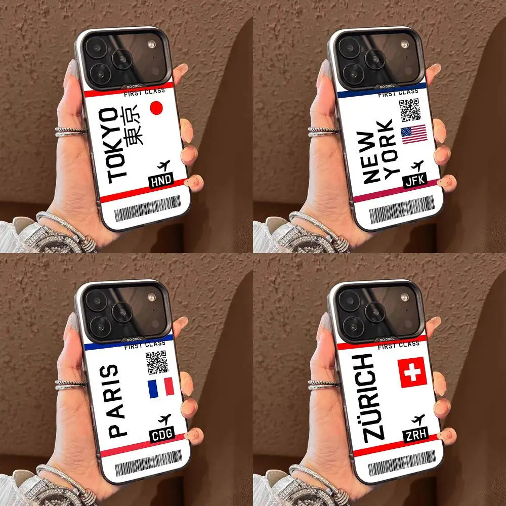 

Paris Boarding Pass Plane Air Ticket Phone Case For iPhone 17,16,15,14,13,12,11,Pro,Max,Plus,E,Air,Mini Black Tpu Cover