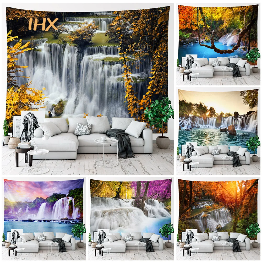 

Waterfall Tapestry Wall Hanging Aesthetic Room Decor Boho Hippie Nature Landscape Tree Large Fabric Tapestry Decoration Home