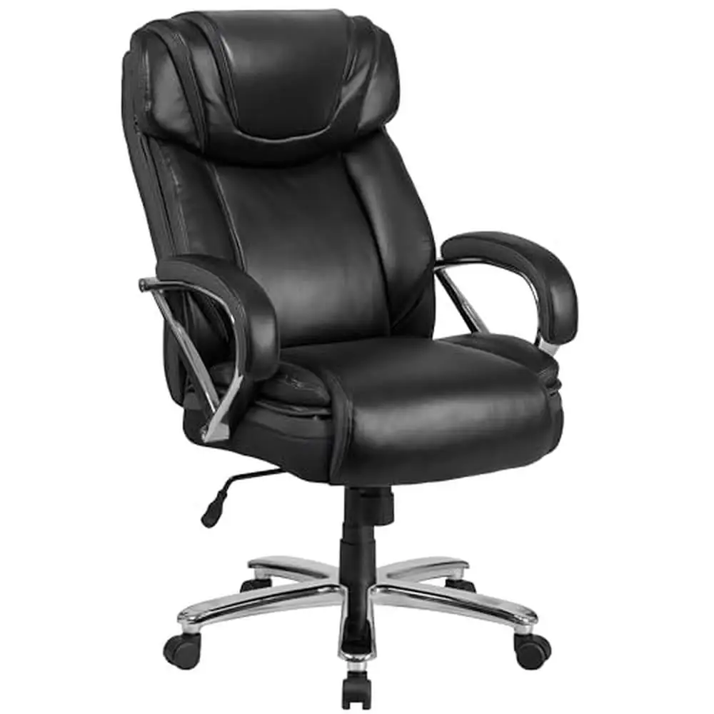 

Big & Tall 500 lb. Rated Black LeatherSoft Executive Swivel Office Chair Headrest Lumbar Support Contoured Design Ergonomic Task