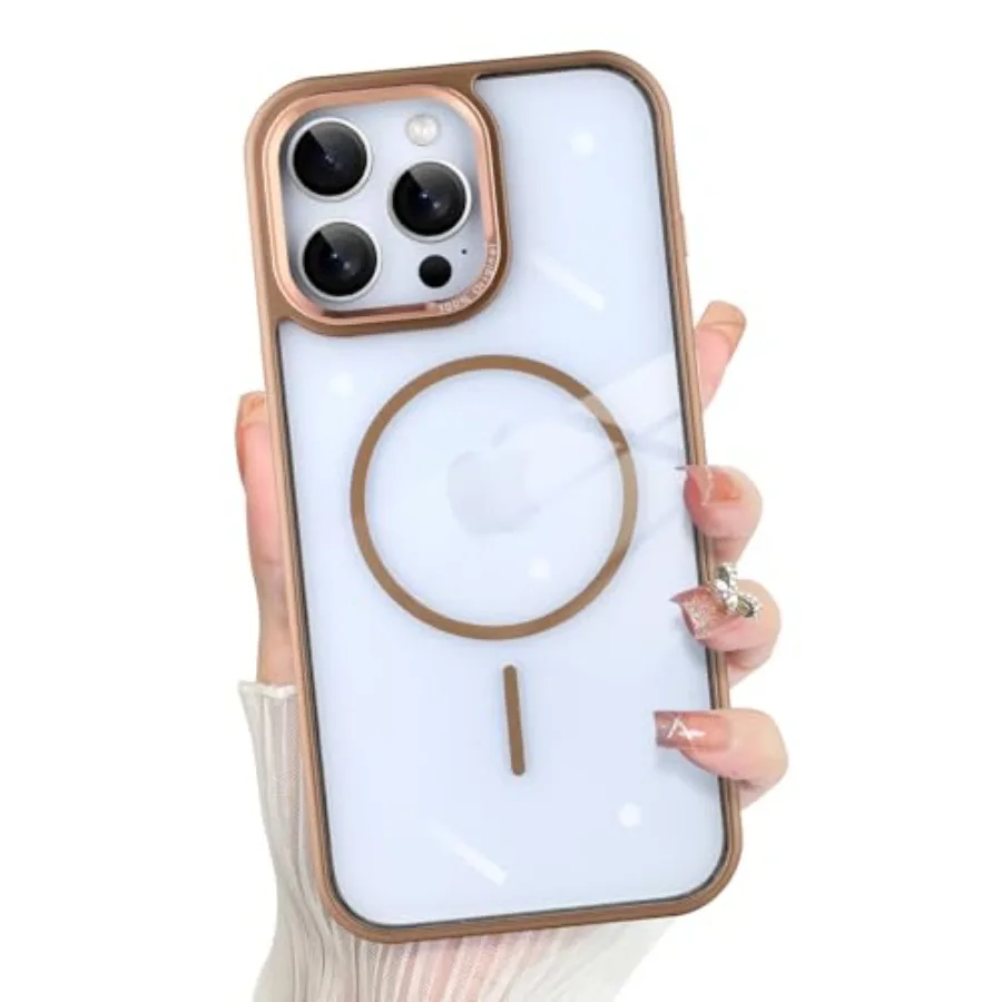 

Compatible with iPhone 16 Pro Case Support for MagSafe Plating Anti-Skid Edge Magnetic TPU Camera Protection Back Cover