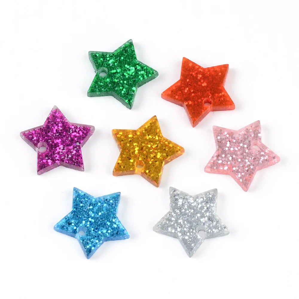 50 pieces/pack Fashion Star Bilng Acrylic Earrings, Necklaces, Jewelry DIY Making Accessories