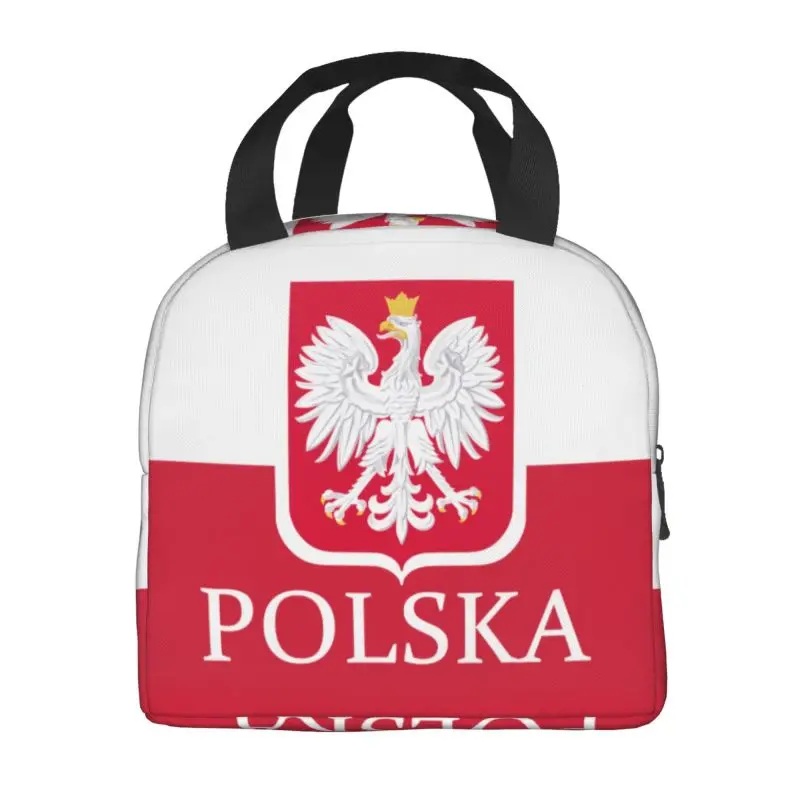 Custom Polska Polish Flag Lunch Bag Men Women Poland Flag Cooler Thermal Insulated Lunch Boxes for Adult Office