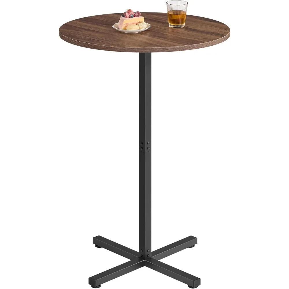 

Round Cocktail Table, High Top Bar Pub Table with Metal Frame and Cross Base, for 2-3 People, Modern, Easy to Assemble, 23.6 x