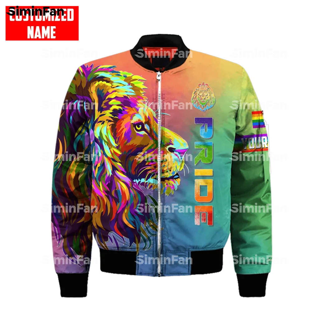 

LGBT PRIDE LIONS RAINBOW Printed Bomber Jacket Men Winter Coat Quilted Cotton Warm Outwear Windproof Female Unisex Streetwear 03