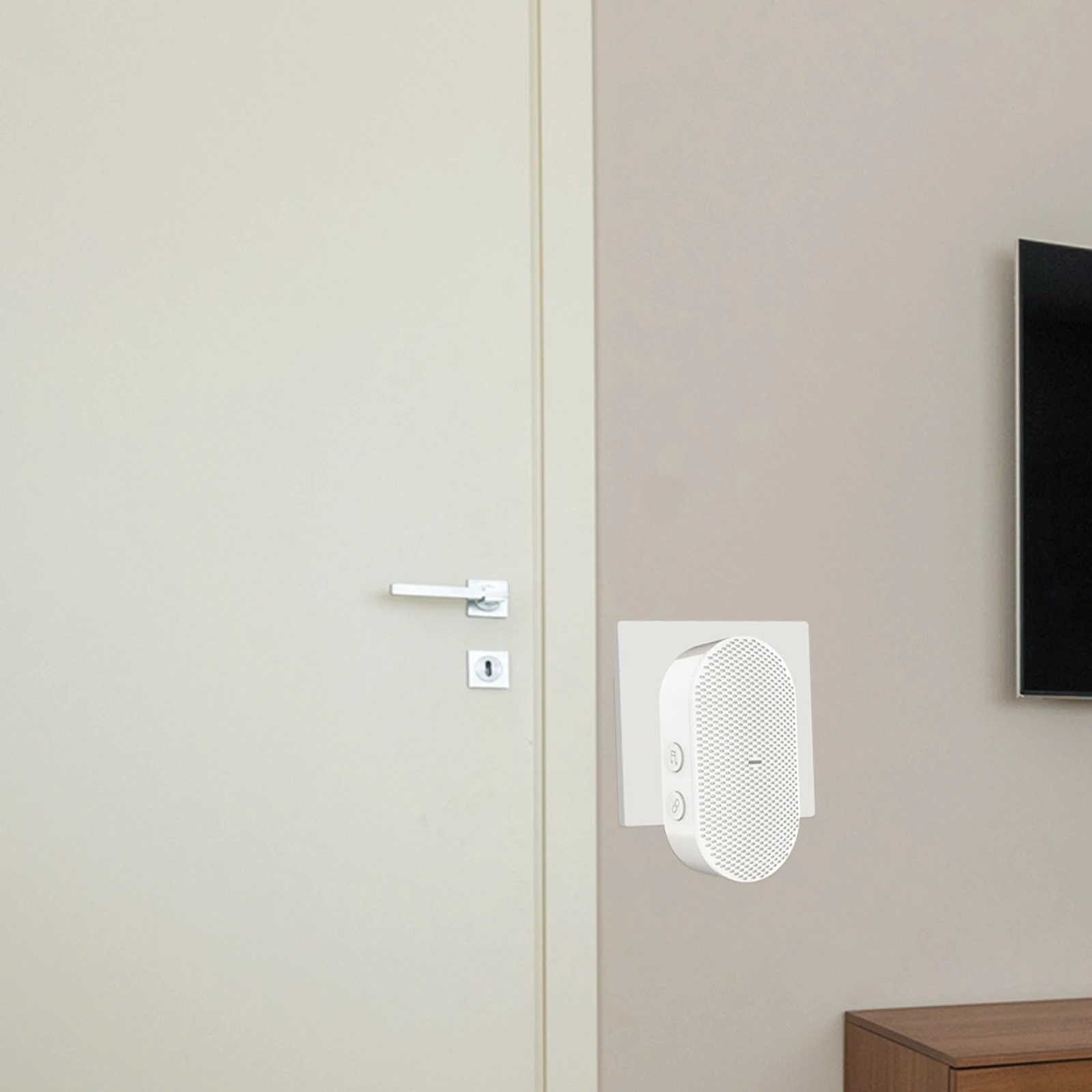 Wireless Doorbell Receiver Indoor Chime Long Distance Plug in White Low Power Weather Resistant Easy Use Design Home Transmitter