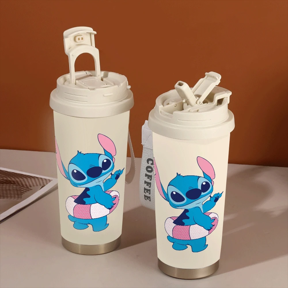 

Lilo&stitch Portable Coffee Cup Leakproof Girl Pattern Water Cup Lilo & Stitch Anime School Lilo Stitch Portable Handle