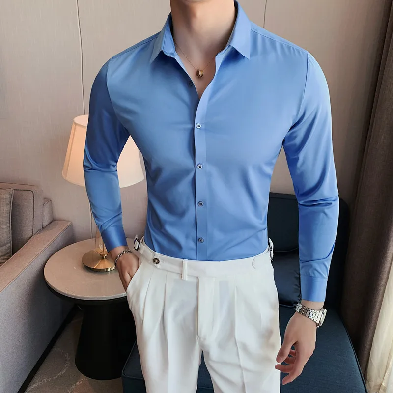 

2022 New Style Pure Cotton Mens Long sleeves Shirts High Quality Business Casual Soft Dress Social Shirts Regular Fit Male Shirt