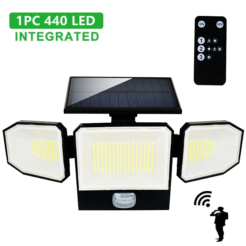 440 LED Solar Light PIR Motion Sensor Outdoor Solar Lamp IP65 Waterproof Wall Light Solar Sunlight Powered Garden street light