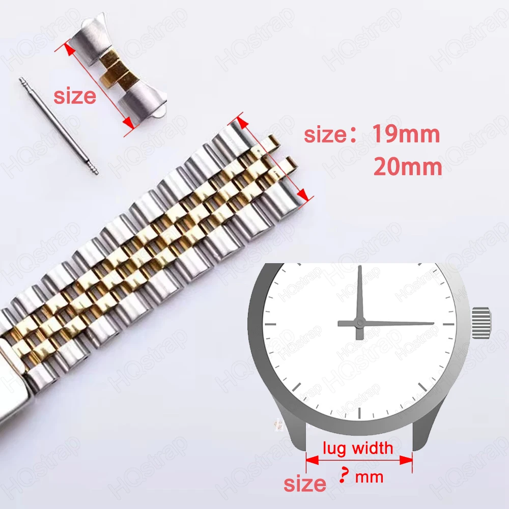 19mm 20mm Curved End Metal Strap for Rolex Watchbands Solid Stainless Steel Band for Women Men Bracelet Watches Accessories