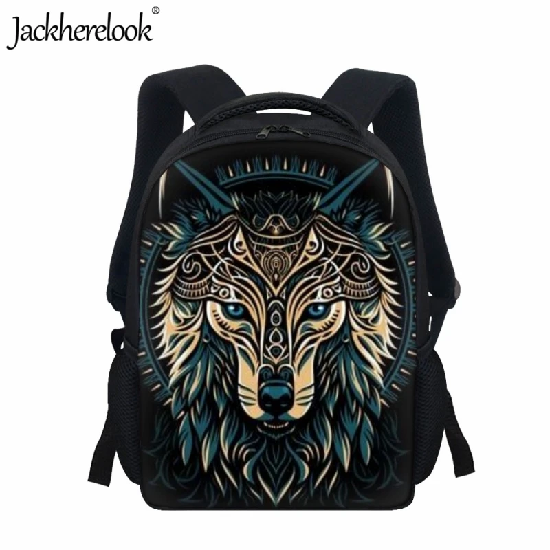 

Jackherelook 3D Printing School Bag Children Fashion Book Bags Animal Wolf Pattern Design Trendy Backpack Kids Practical Bookbag