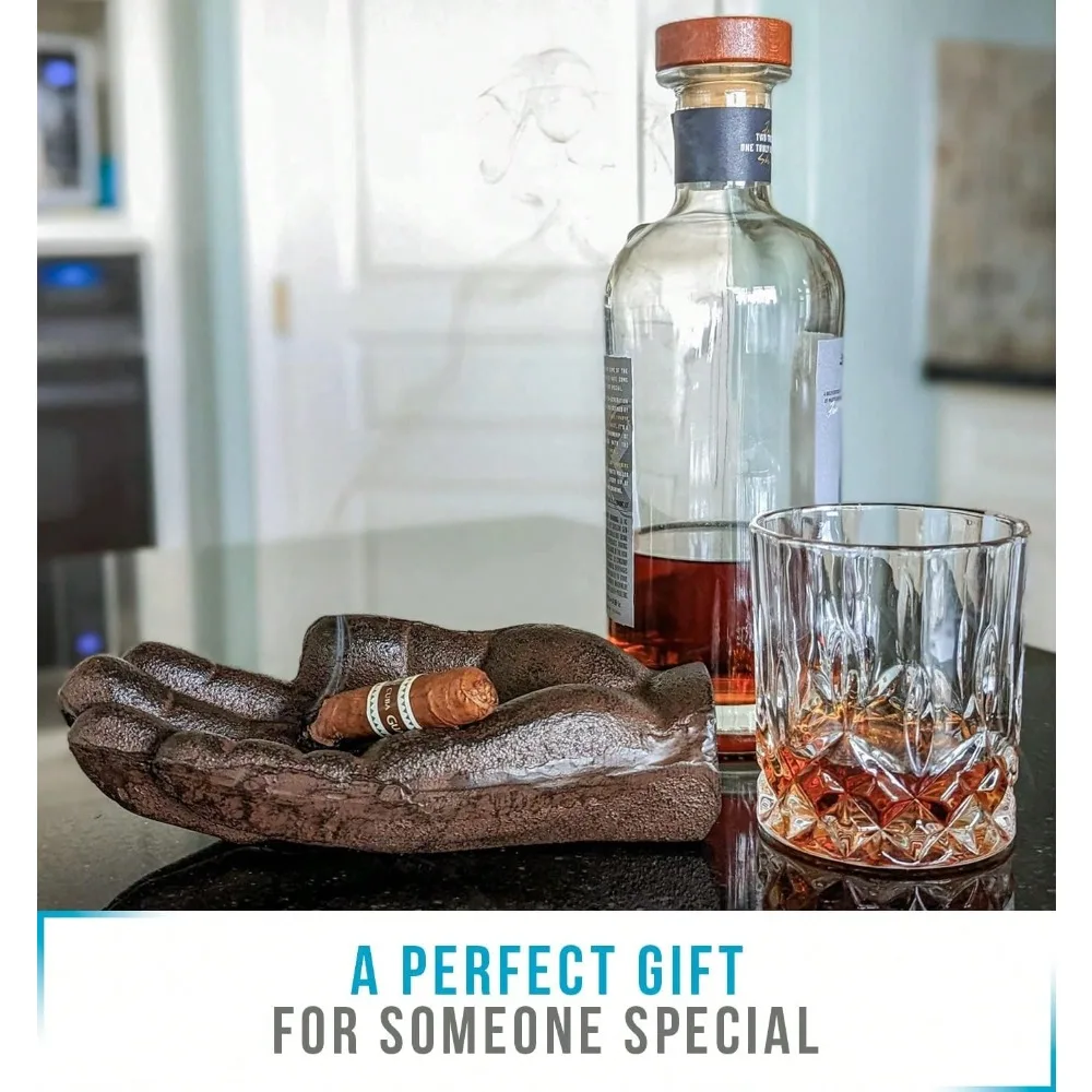 

Comfify Cast Iron Cigar Ashtray Hand-Shaped - Rustic Decorative Tray, Key Holder, Heavy Duty Paperweight, Unique Gift For Men, Office & Home Decor