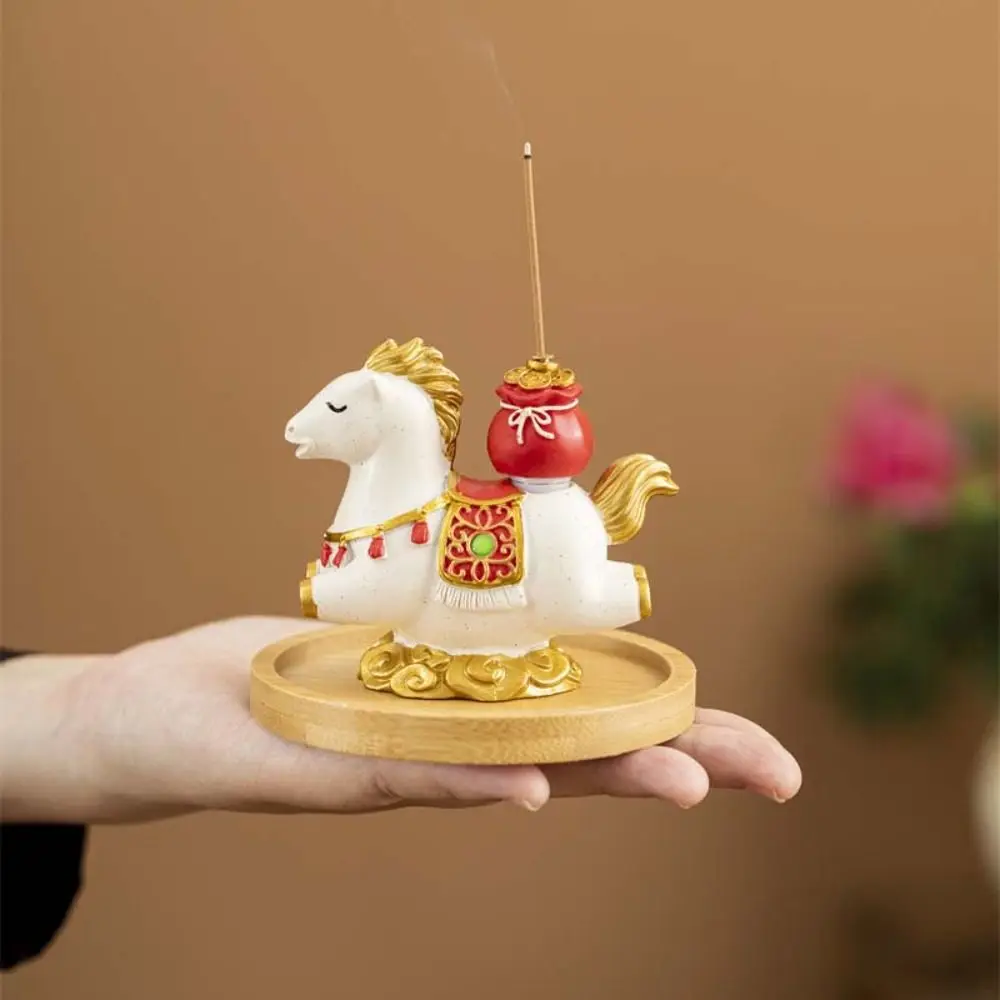 Funny Zodiac Pony Incense Burner Pony Shape Resin Incense Stick Holder 2026 Horse Year New Year Ornamental Cense Holder