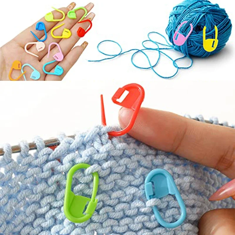 101pcs Multicolor Plastic Resin Small Clips Knitting Crochet Markers Locking Stitch Needle Clip Marking Rings DIY Sewing Tool