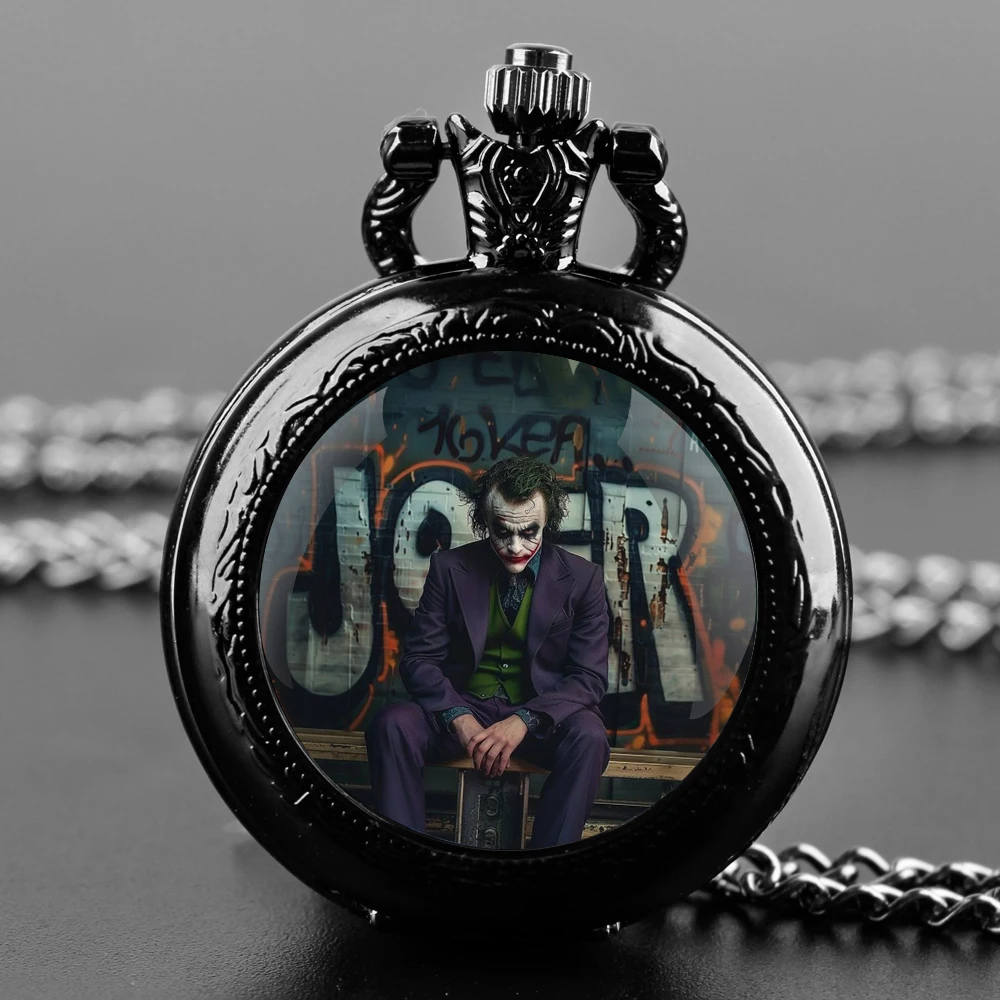 Fashion Joker Design Men's Pocket Watch - Classic Stainless Steel Necklace Clock With Quartz Movement Non-Waterproof