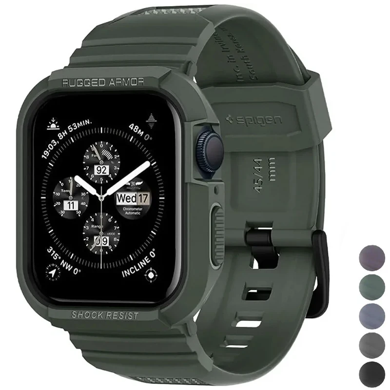 Rugged Armor Pro Designed for Apple Watch Ultra 2 Rubber Case with Band Series 9/8/SE2/7/6/SE/5/4 45mm/44mm 41mm 40mm