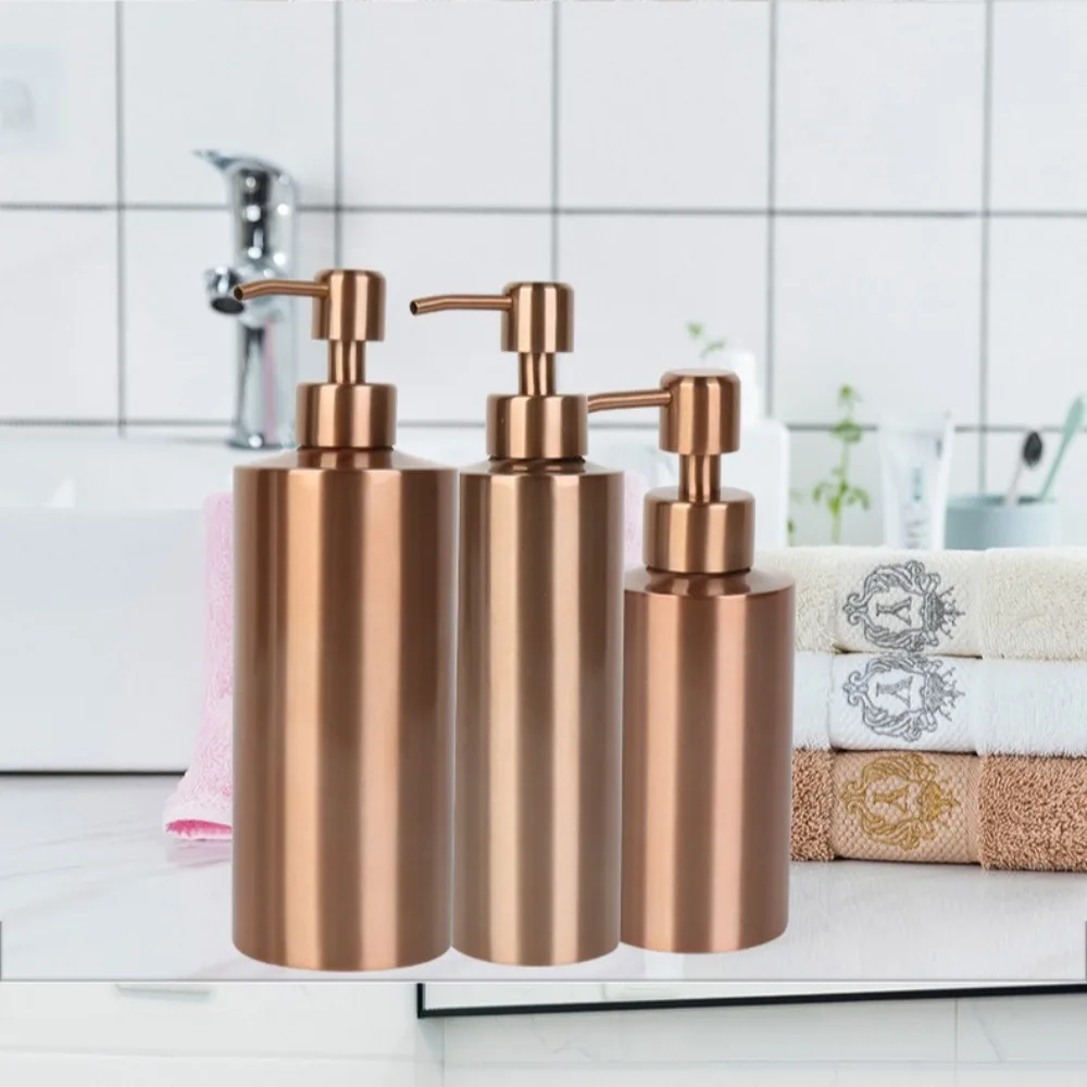 

Stainless Steel Soap Dispenser Metal Pump Rose Gold Gel Bottle Refillable Bottles Manually Pressing Hand Sanitizer Bottle