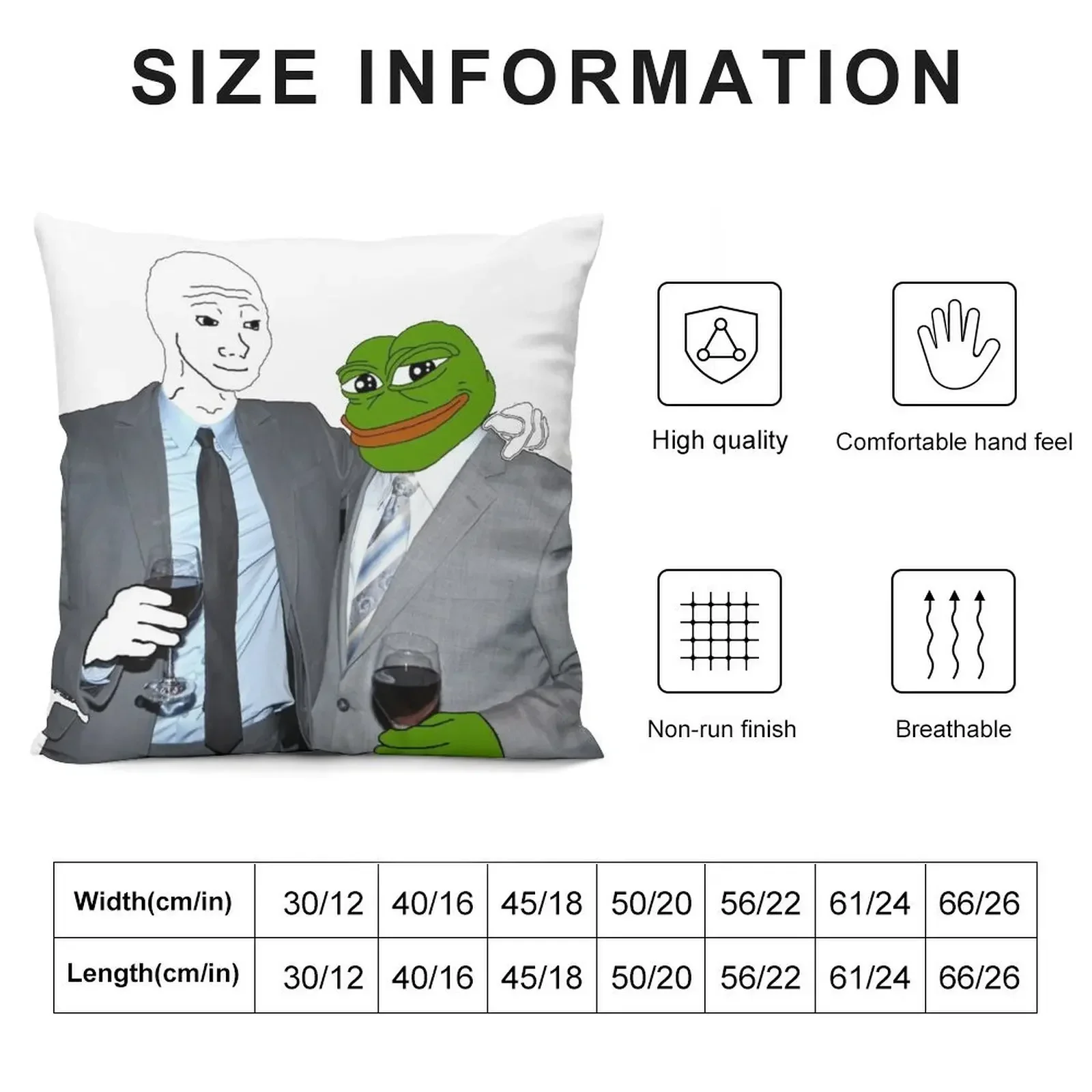 Pepe & Wojak Throw Pillow Cushion Cover Luxury Couch Pillows Cushions pillow