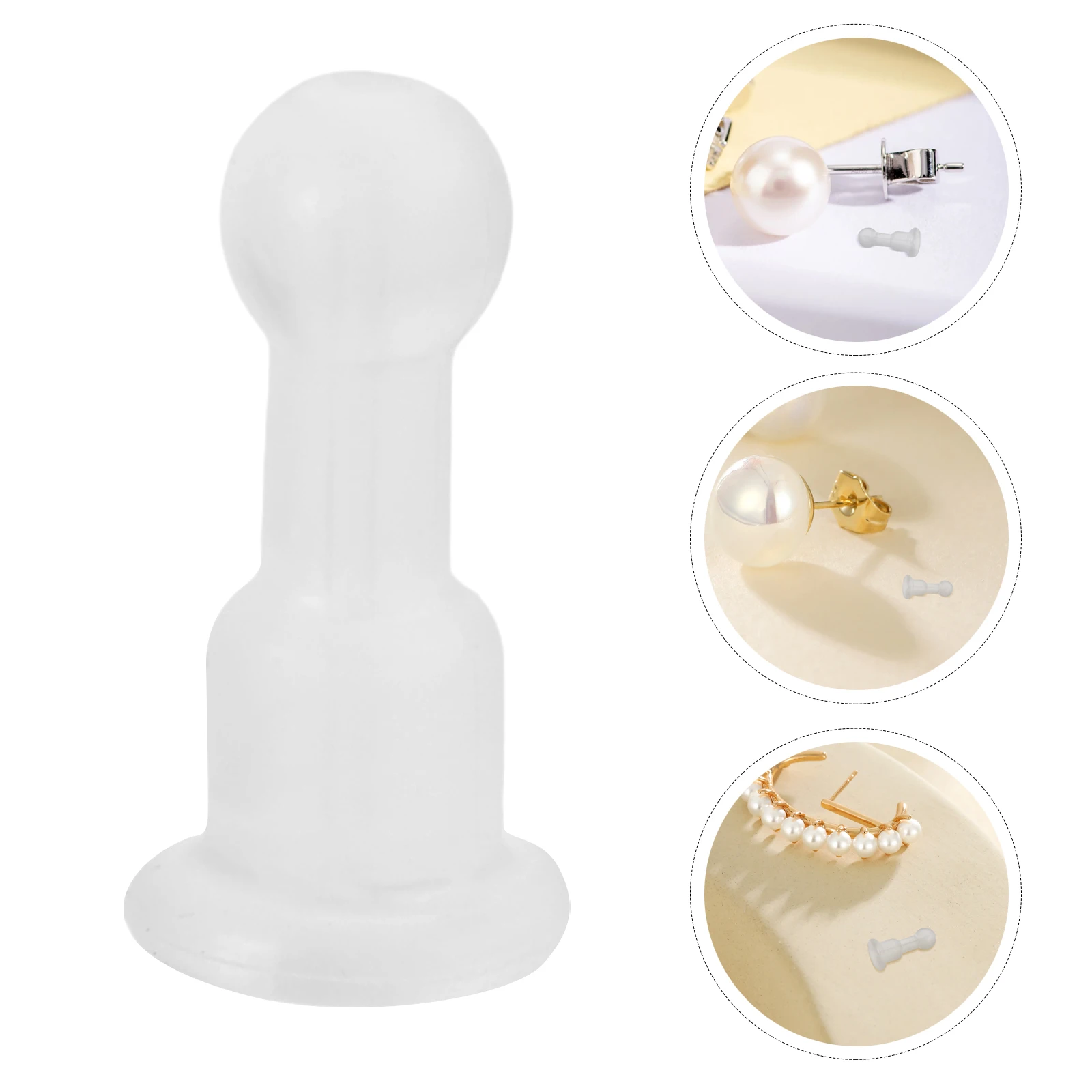 

50pcs Soft Silicone Earring Backs Clear Replacement Ear Stopper For Hoop Studs Hook Earrings Locking Design