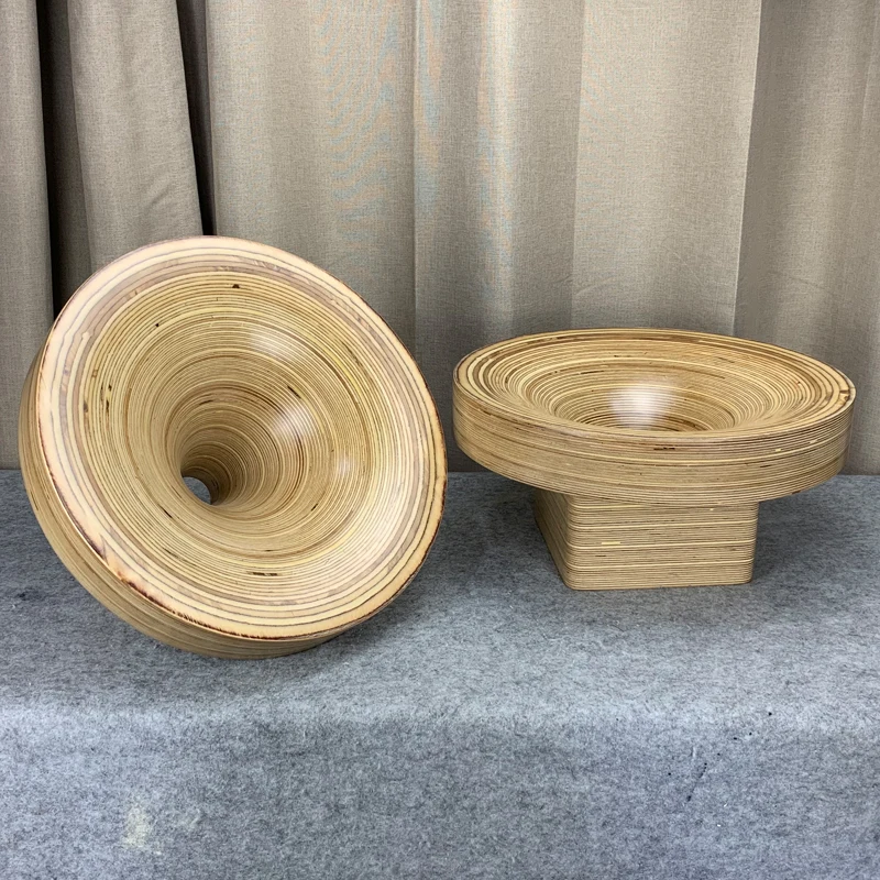 Wooddiy 2 inch Throat Wooden Horn One Pair 18 Inch Speaker Empty Wood Horn Birch Plywood Spharisches Shell Round Horn