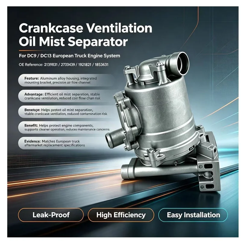 2139831 2733439 1921821 1853631 European automotive parts Scan DC9 DC13 truck aluminum crankcase ventilation oil mist separator