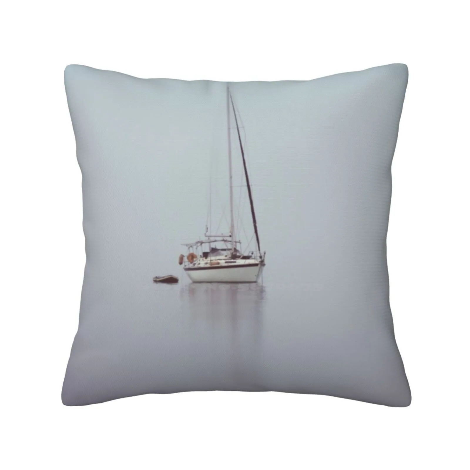 Misty Weather Pillow Cover Hug Pillowcase Water Nature Vessel Sailboat Blue Horizon Beauty Background Yacht Alone Adventures