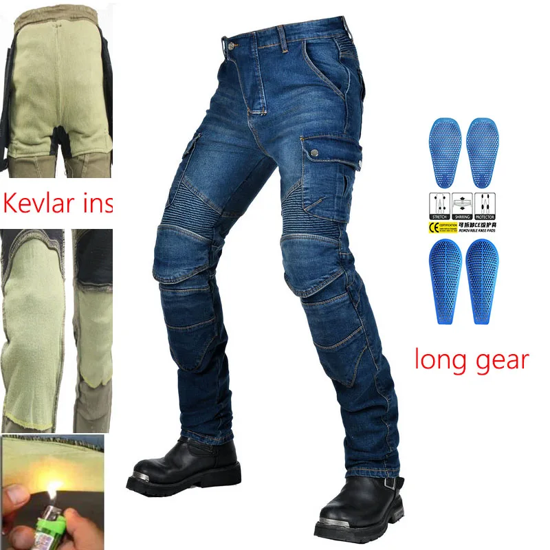 Moto Aramid protection motorcycle jeans Moto pants leisure riding trousers motocross Fireproof Kevlar On Hips and knees