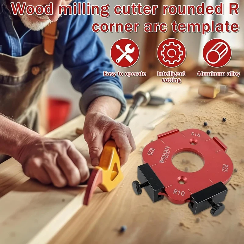 PORK-2Pcs Router Templates For Woodworking, For Woodworking, 4 In 1 Arc Angle Positioning Template With Trimming Cutter