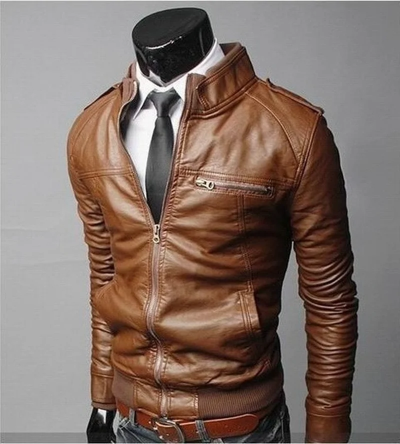 

2023 Brand New Men's Motorcycle Leather Jacket Slim Men Faux Leather Jacket Outer Wear Clothing For Male Garment Man Jackets