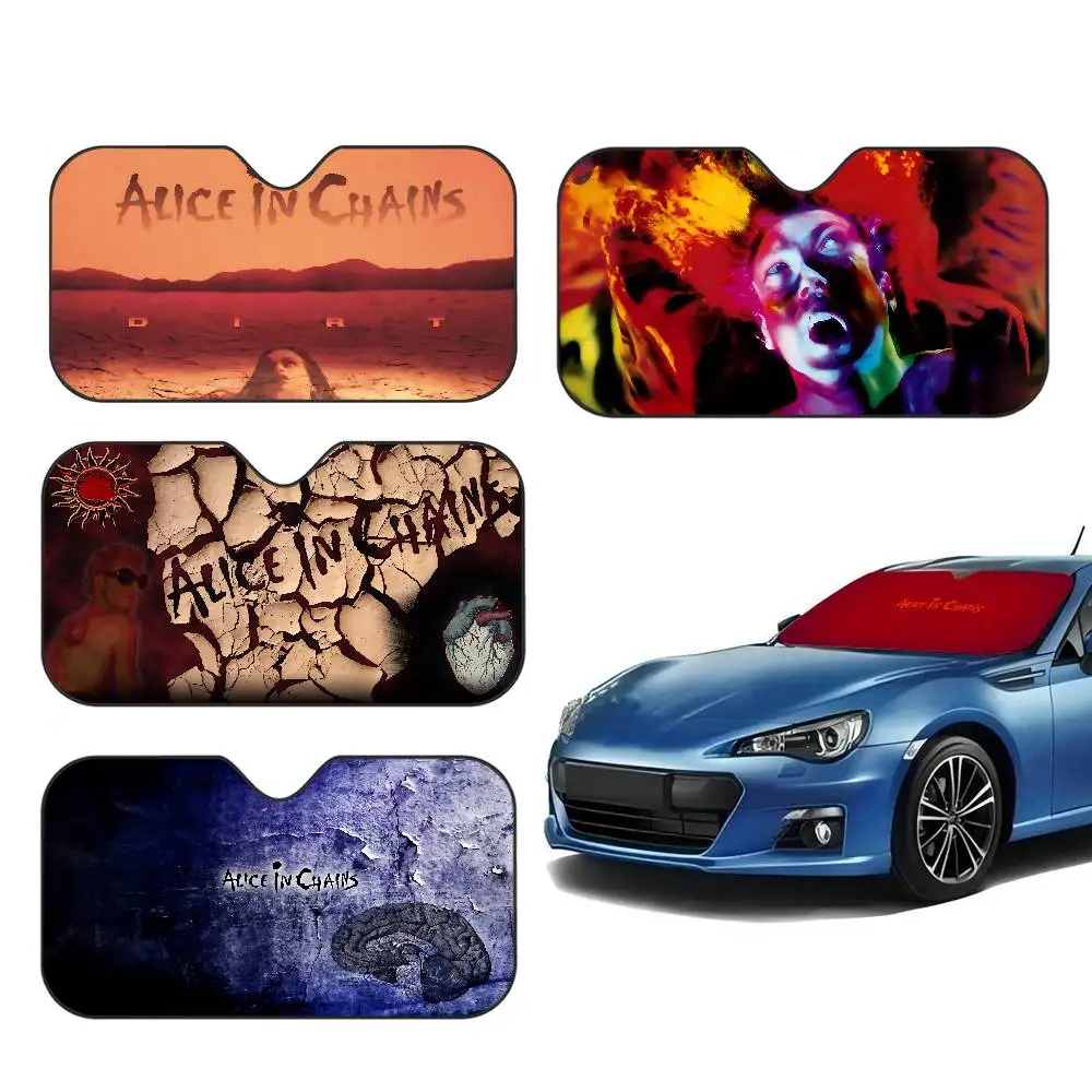 Alice In Chainss Band Car Sunshade Shield Windshield Window Sun Blocker Cover Interior Protection for Truck SUV Visor Universal