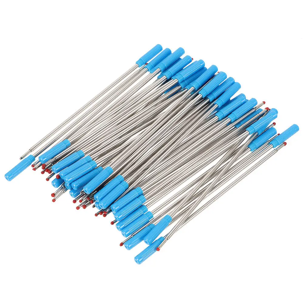 30Pcs Blue Ballpoint Pen Refills Creative Fun Lid Design Smooth Writing Metal PP Material Office School Home Study Notes Drawing