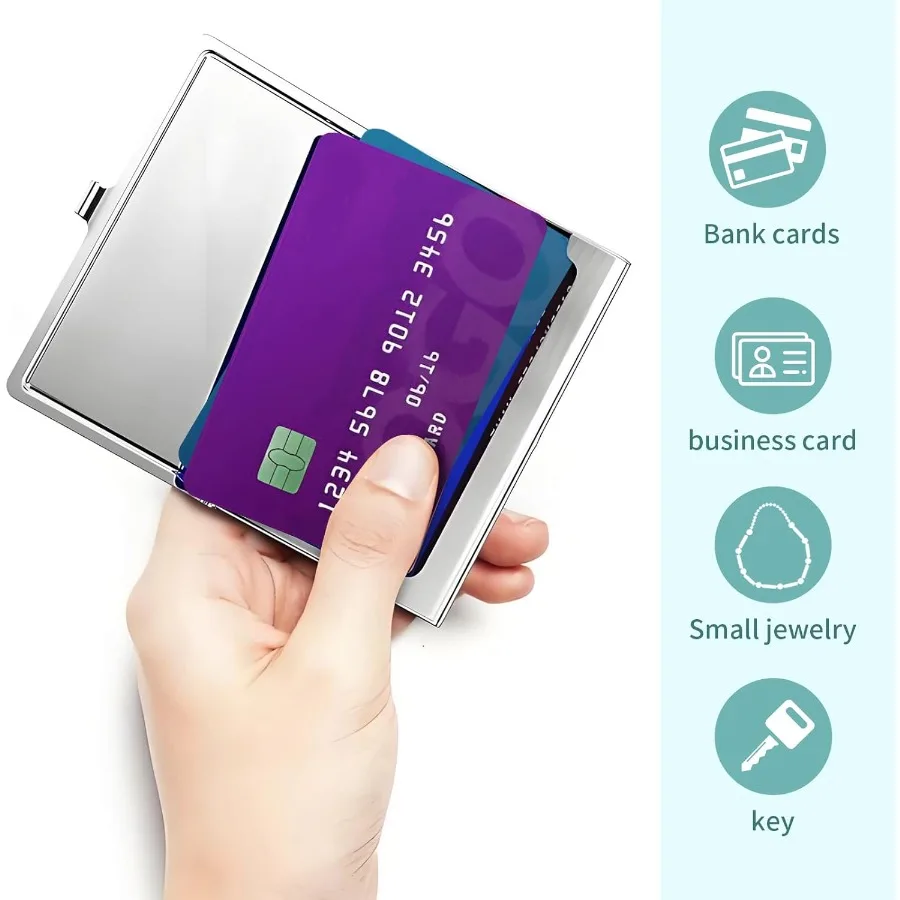 حامل بطاقة العمل، حافظة بطاقات عمل رفيعة، محفظة وعاء، منظم بطاقات الأعمال المعدنية اللطيفة، حافظة بطاقات من الفولاذ المقاوم للصدأ #3