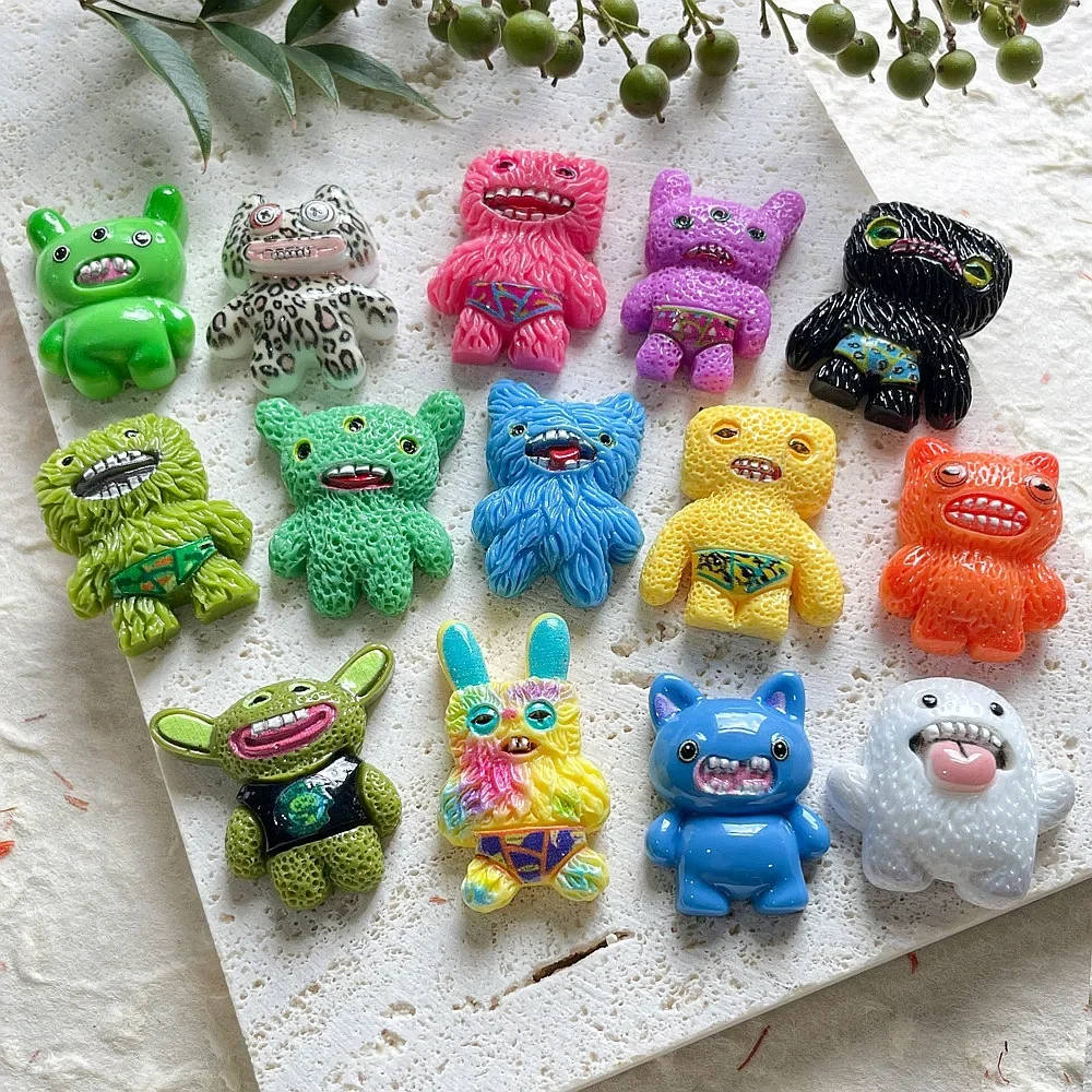100pcs Kawaii Miniature Monster Flatback Resin Charms for Jewelry Scrapbook Phone Case DIY Accessories Wholesale Craft