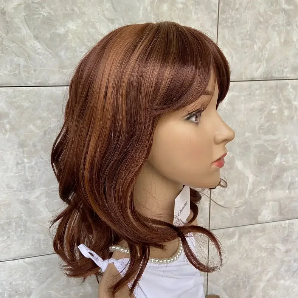 Soft Wavy Auburn Mix Synthetic Wigs Women Soft Natural Daily