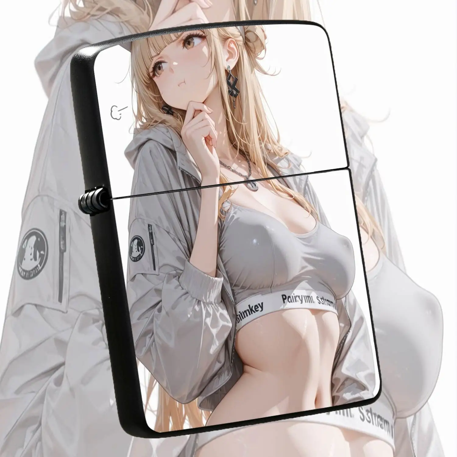 Creative Anime Blonde Girl Pattern Lighter Stylish Trendy Illustration Themed Portable Igniter Versatile Accessory For Daily Outdoor Home Use Exquisite Decorative Gift For Anime Fans Unique Collectible Present For All Occasions A Humorous A