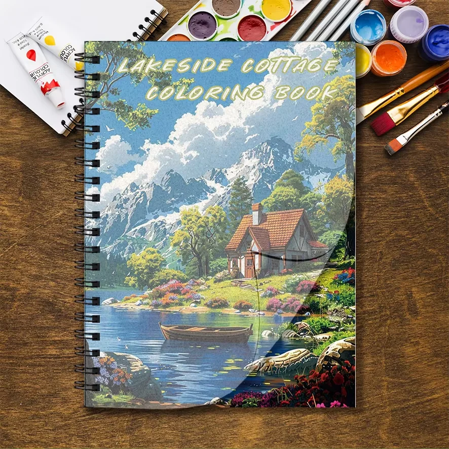 Coloring Book - 8.3 x 11.2 inches, 32 pages, Landscapes - Ideal gift for back-to-school season, family or friends