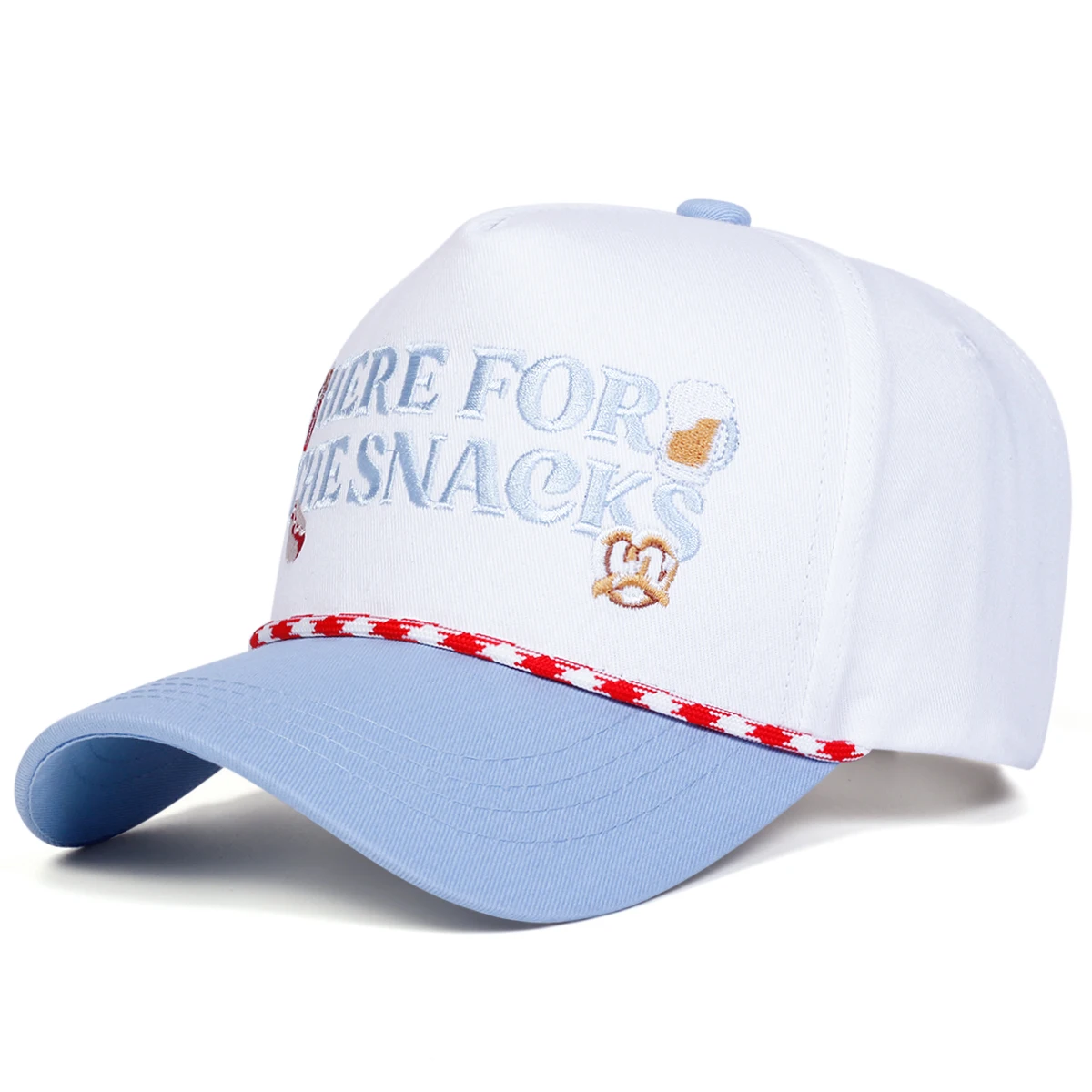 Unisex-Baseballmützen mit Stickerei „HERE FOR THE SNACKS“ für Frühling und Herbst, verstellbare Freizeitmützen für den Außenbereich, Sonnenschutzhut, Sportmütze