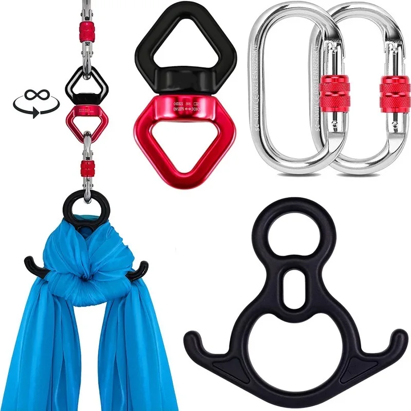 

30KN Yoga Swivel Connector Universal Gimbal Ring Swing Hammock Rope Swivel Rotational Connector Outdoor Rock Climb Carabiner