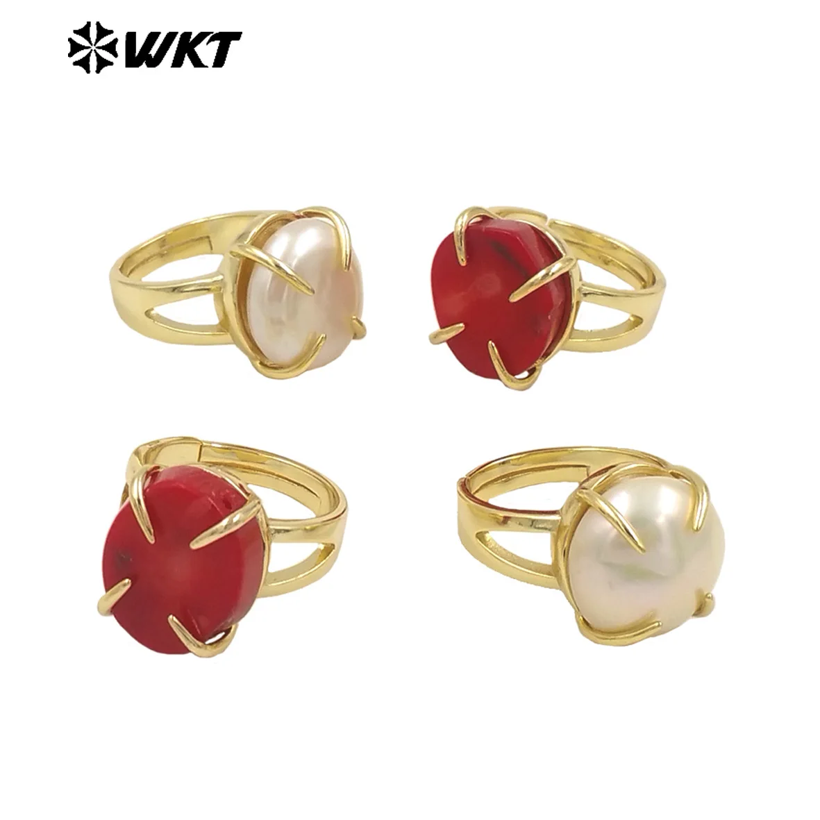 

WT-MPR109 WKT Wholesale Red Coral And Pearl 18k Gold Plated For Women Or Best Friends As Birthday Gifts