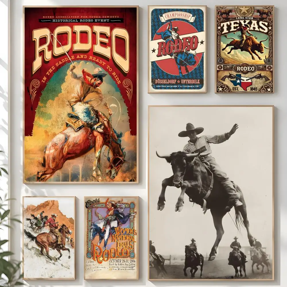 American Cowboy Rodeo Poster Creative Room Art For Dorm Bedroom Study Apartment Home Gift