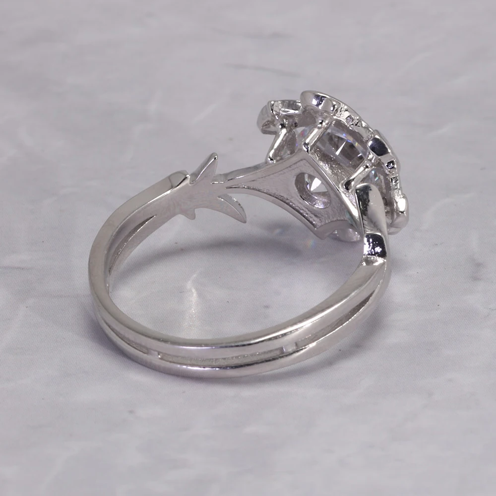 Anello da donna in argento Sterling 925 genuino l'anello della fede nuziale di fidanzamento con zirconi Galadriel Nenya