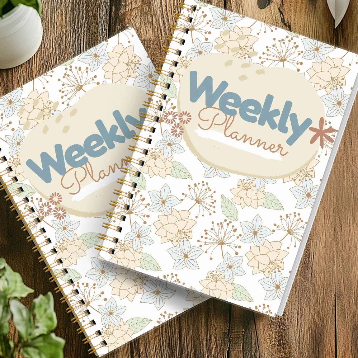 1PC Undated Weekly Planner Notebook, A5 Spiral Journal with Weekly Goals, To Do List & Habit Tracker, Floral Cover - view 4