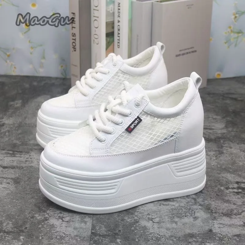 Tenis De Mujer Damen-Sneaker mit Mesh-Plateau, atmungsaktiv, zum Schnüren …