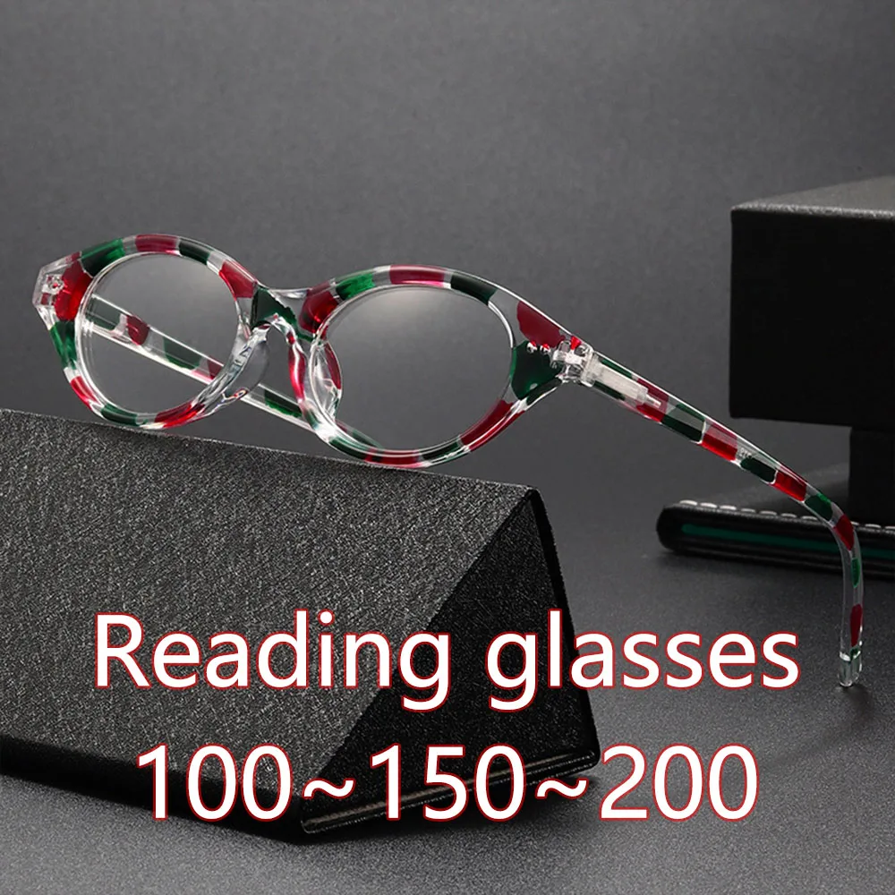 

2025 New INS Classic Presbyopia Glasses Transparent Oval Small Frame Women's Flat Mirror Fashion Retro Anti Blue Light Glasses