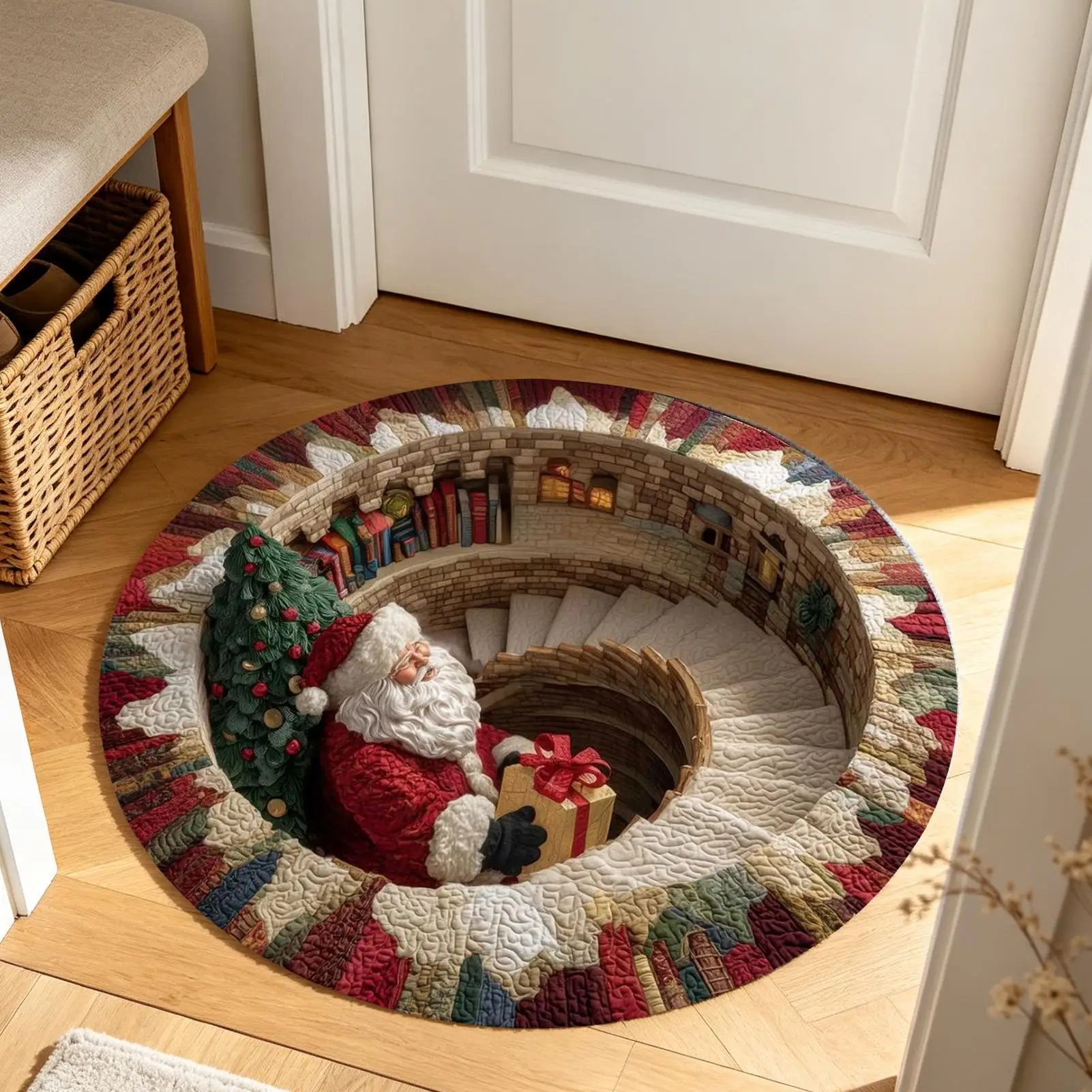 Optical Illusion Mat 31x31 Inch Non Slip Realistic Holiday Decor for Halloween Thanksgiving Indoor Outdoor Living Bathroom