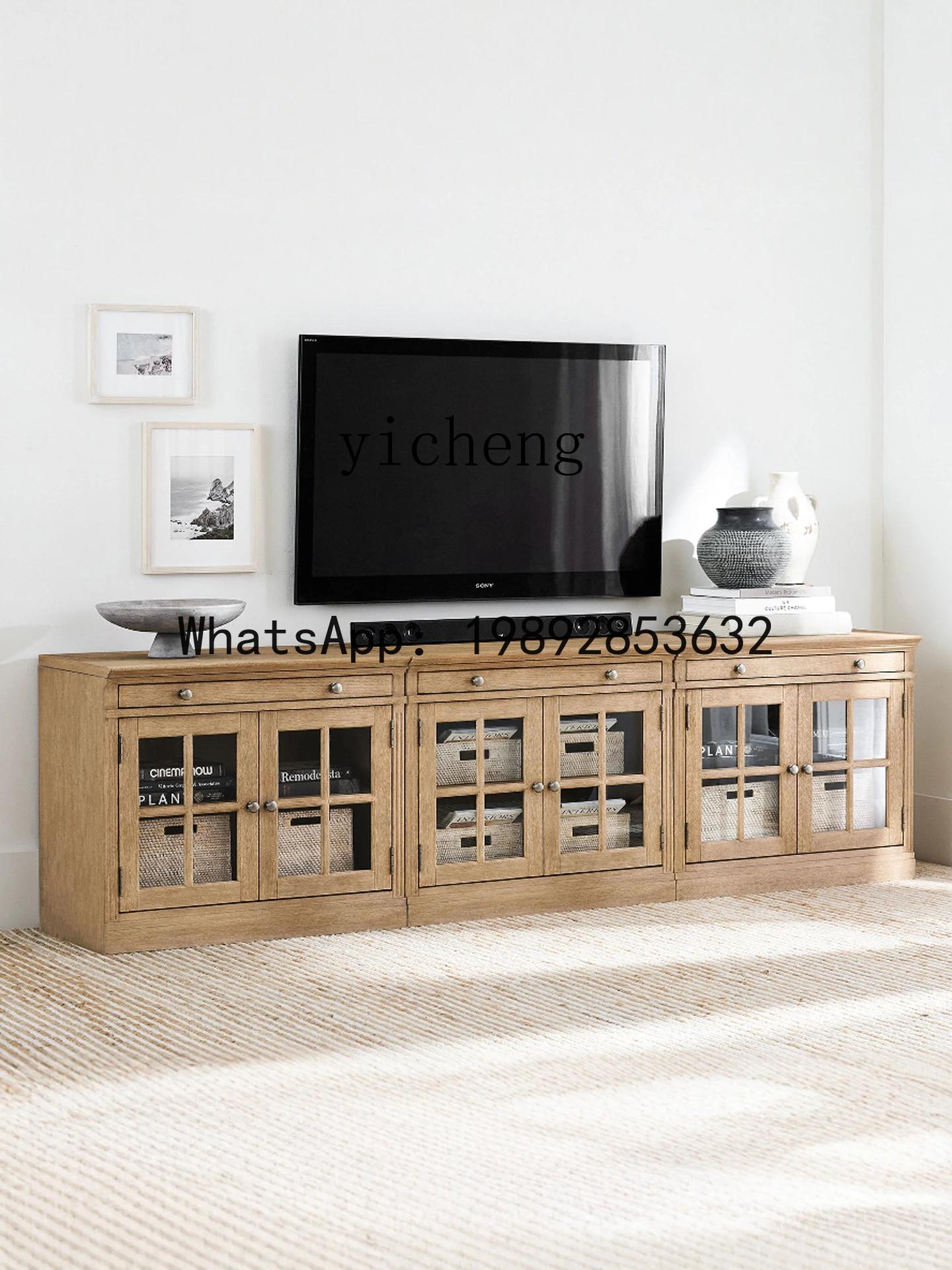 

P30 Country Solid Wood TV Cabinet Retro Combination Cabinet Natural Wood Style Sideboard High-End Furniture