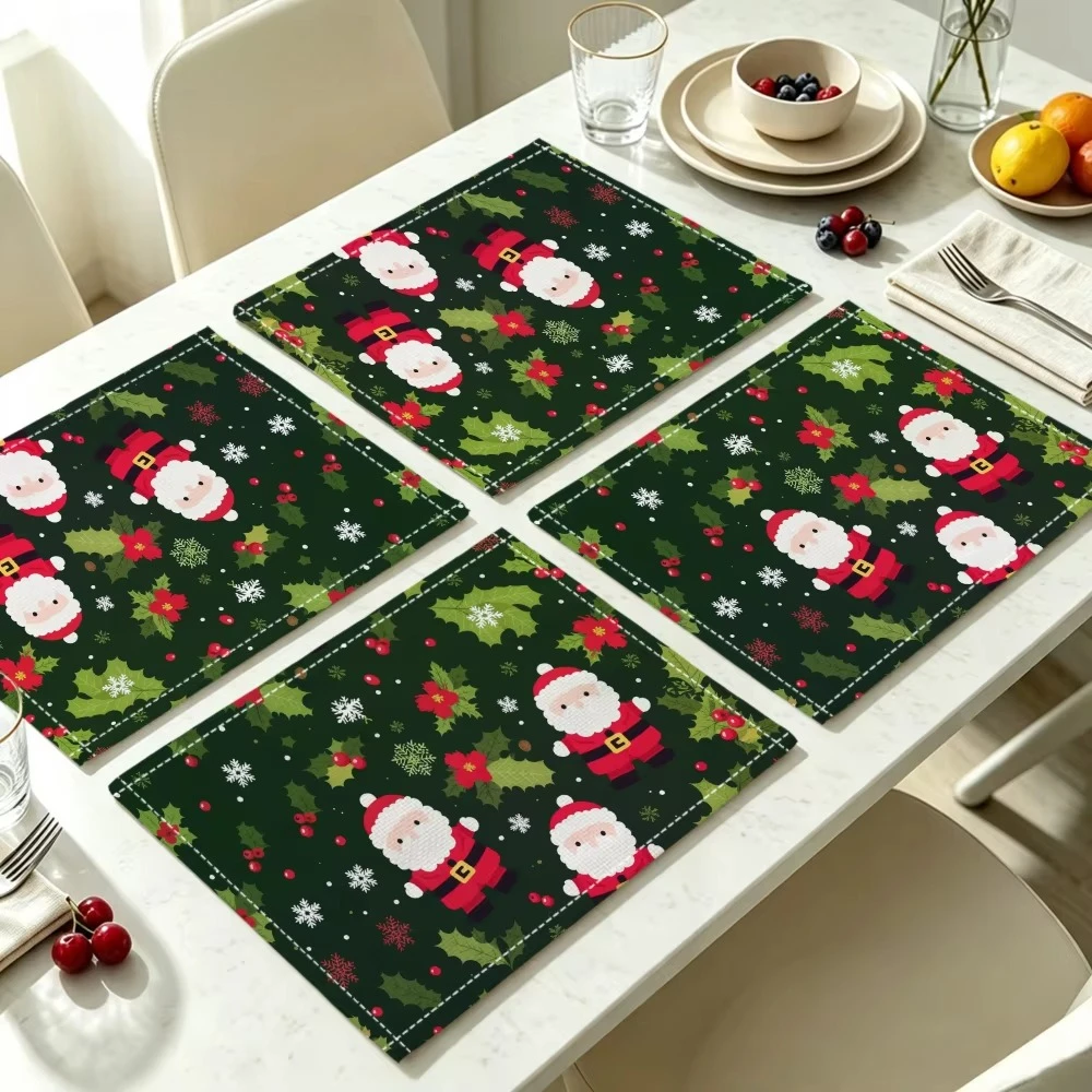 Santa Claus Print Placemat, Washable & Practical, Living Room & Dining Decor or Everyday Christmas Placemat