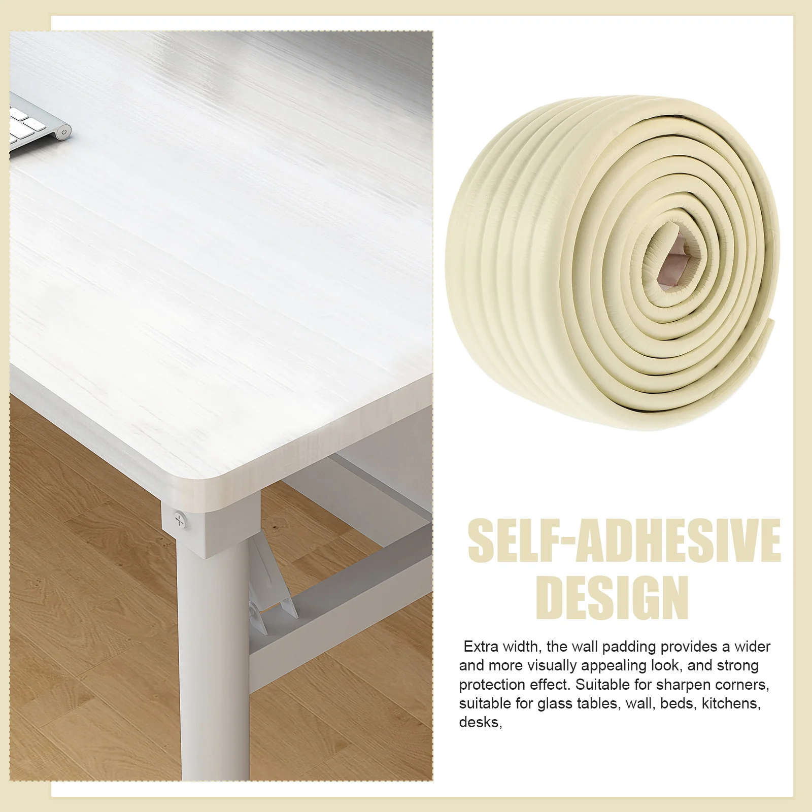 حشوة حائط واسعة الحواف، شريط أمان قابل للتقشير واللصق لحافة الطاولة، ركن السرير، جدار المطبخ، واقي الاصطدام #4