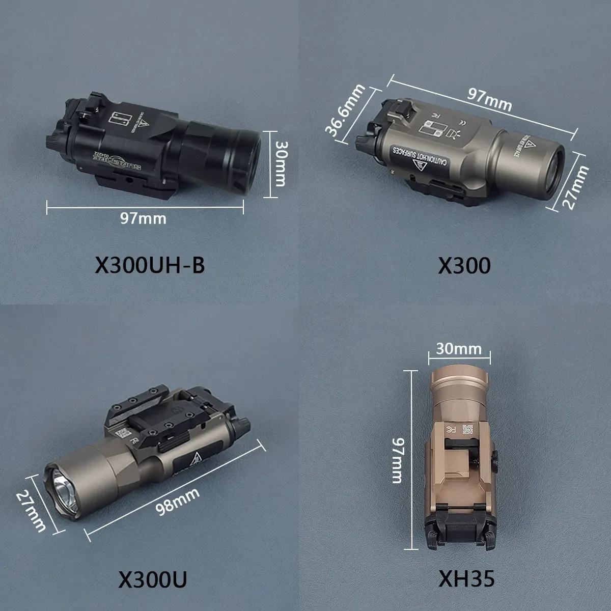 Tactical Surefire Weapon Light X300 Ultra X300U X300UH-B X300V XH35 LED Flashlight Pistol Gun Hunting Glock 17 19 CZ-75 Lamp