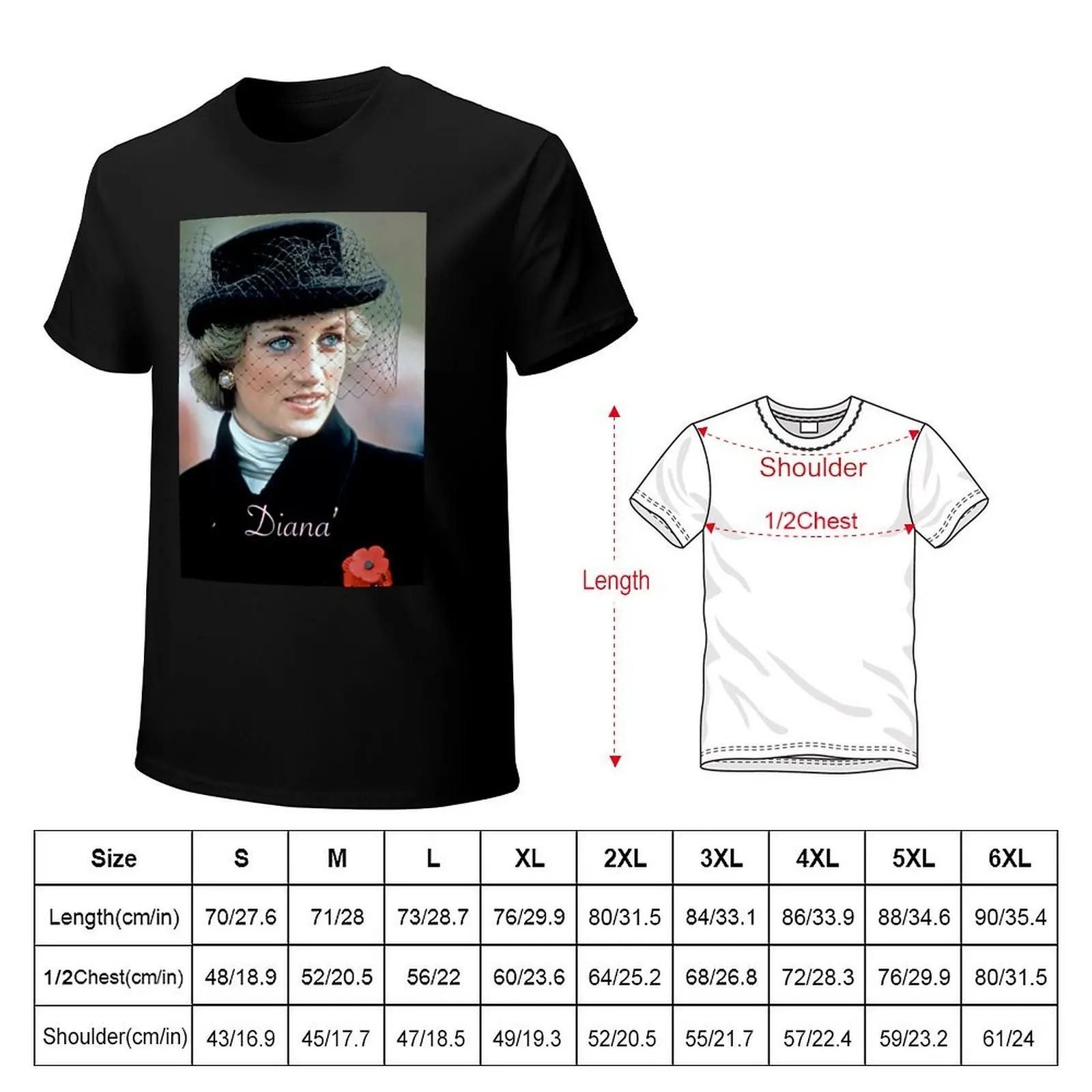 HRH Princess Diana France 1988 High Quality Pro Image T-Shirt cotton t-shirt plain for man package T-Shirt