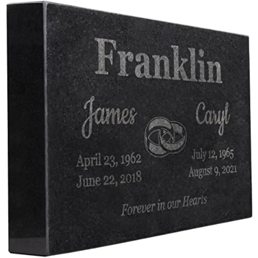 Black Granite Memorial Headstone for Garden, Tree Dedication or Cemetery Use Durable, Sleek Black, Custom Text Dual Clipart